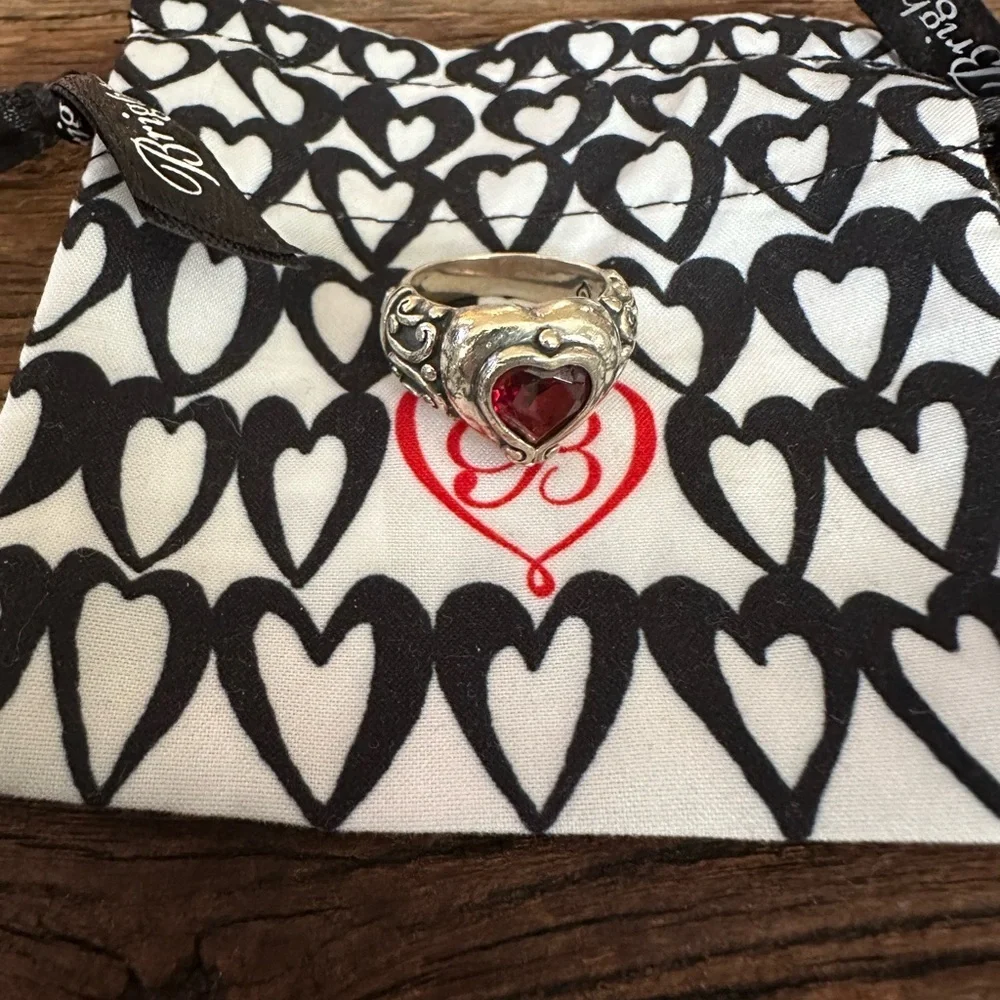 BRIGHTON ❤️ “Prima Donna” Sterling Silver Red  Heart Stone Ring - Size 6